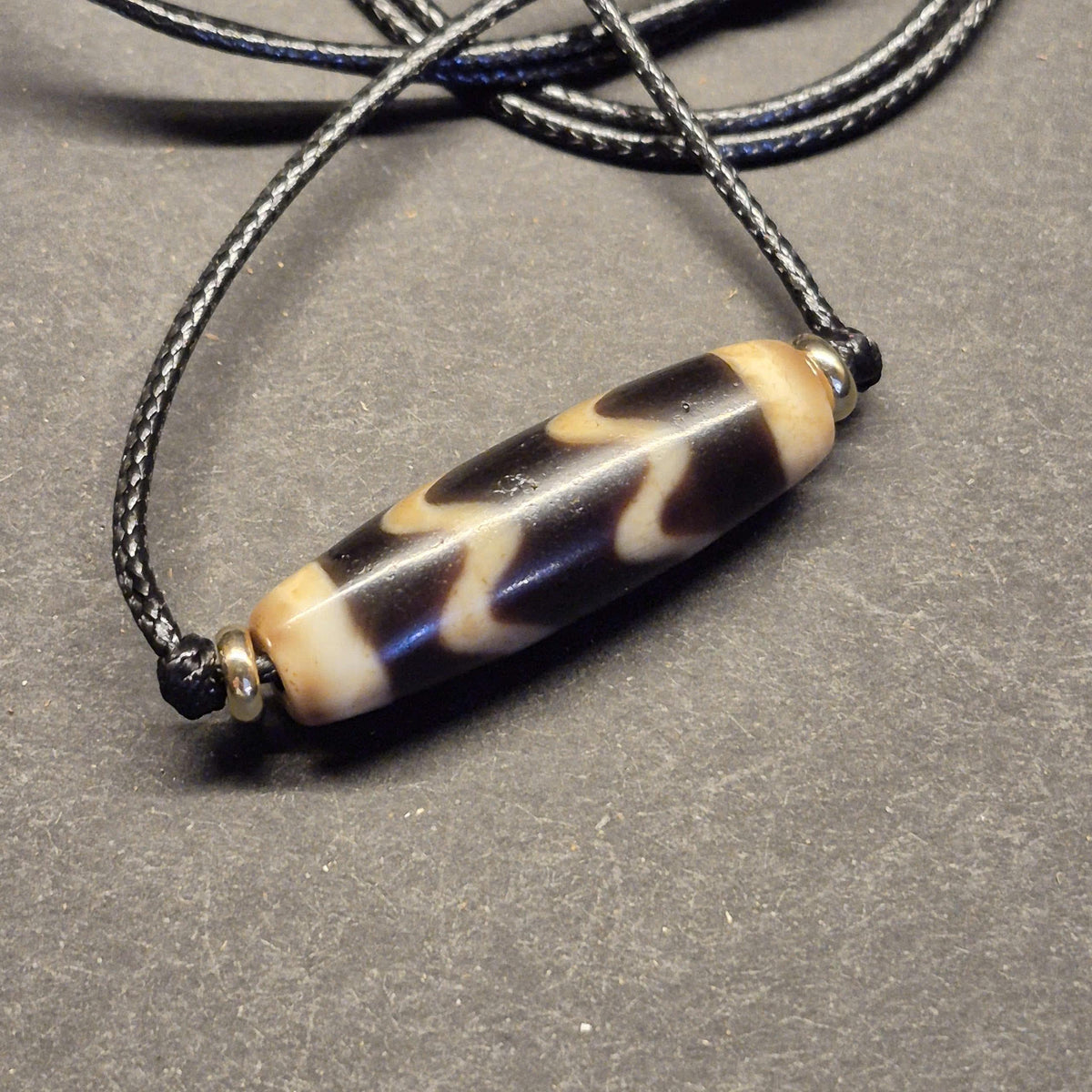 Water Wave Tibetan Dzi Bead, Flow Energy Dzi Talisman, Protection Harmony Amulet