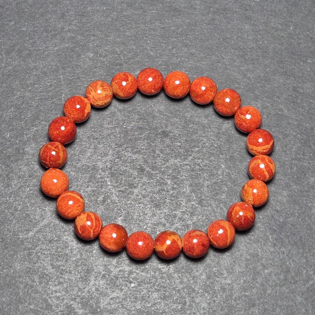 Handmade Red Coral 8mm Beads, Natural Coral Prayer Bracelet, Meaningful Spiritual Gift