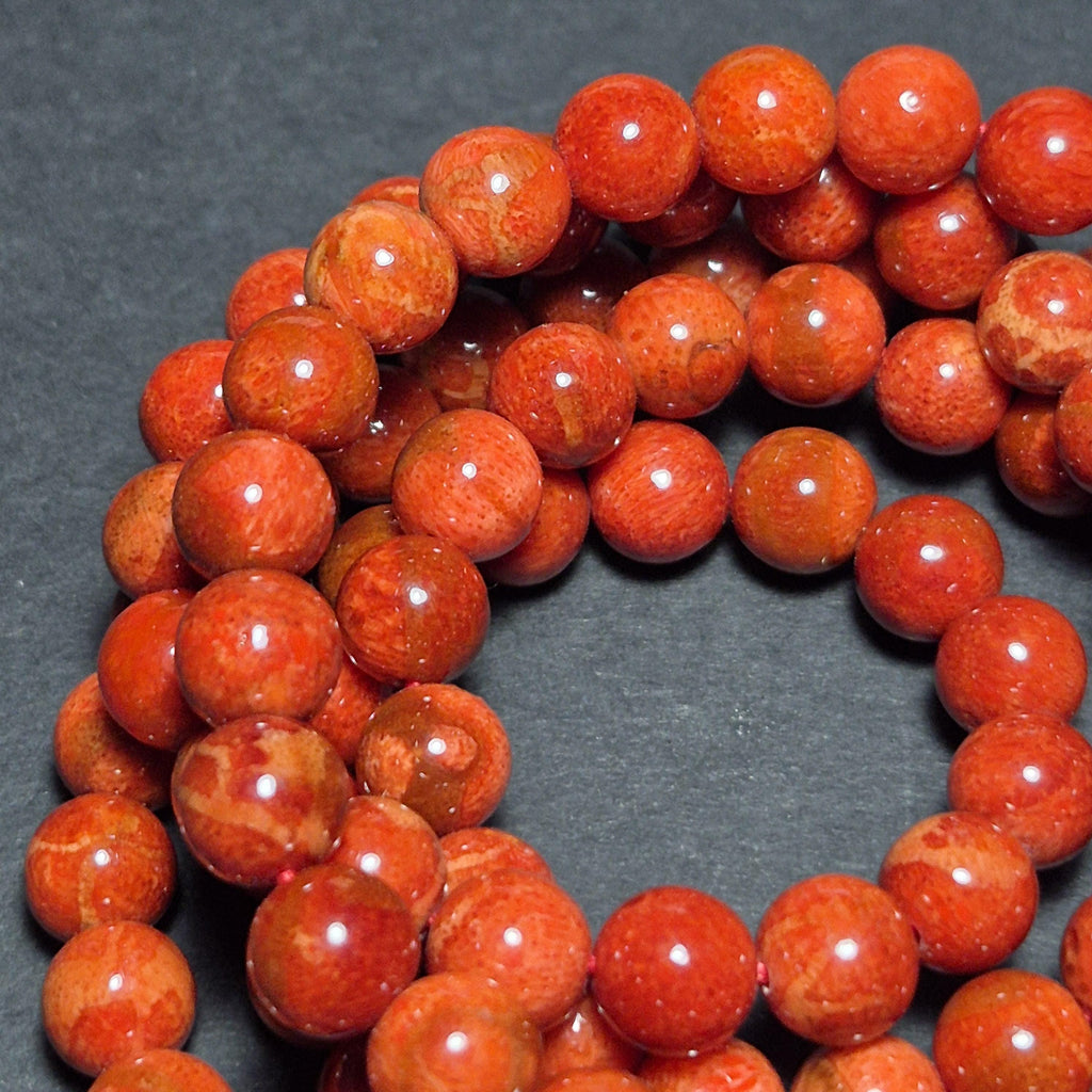 Red Coral Mala 108 Beads 8mm, Natural Coral Prayer Necklace, Buddhist Meditation Jewelry