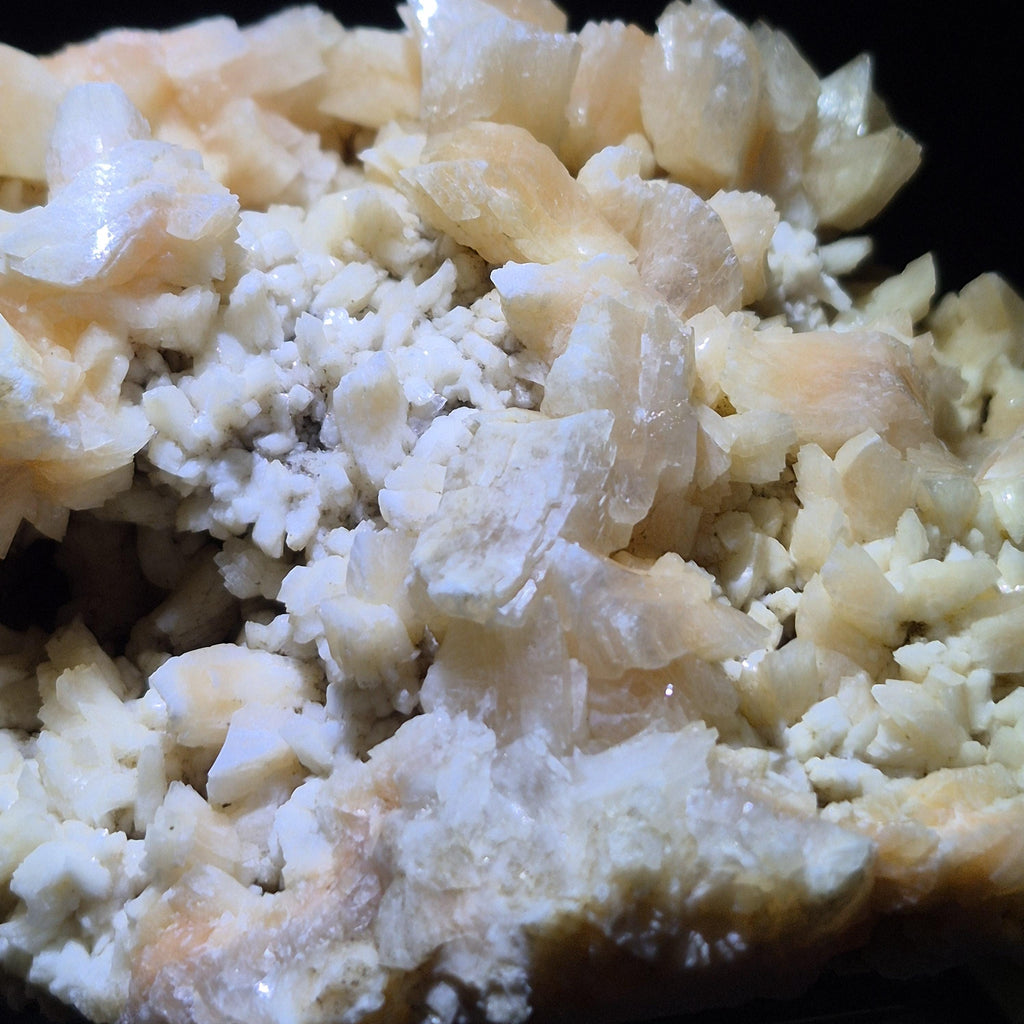 Peach Stilbite Cluster on Basalt – Raw Crystal Specimen for Collectors