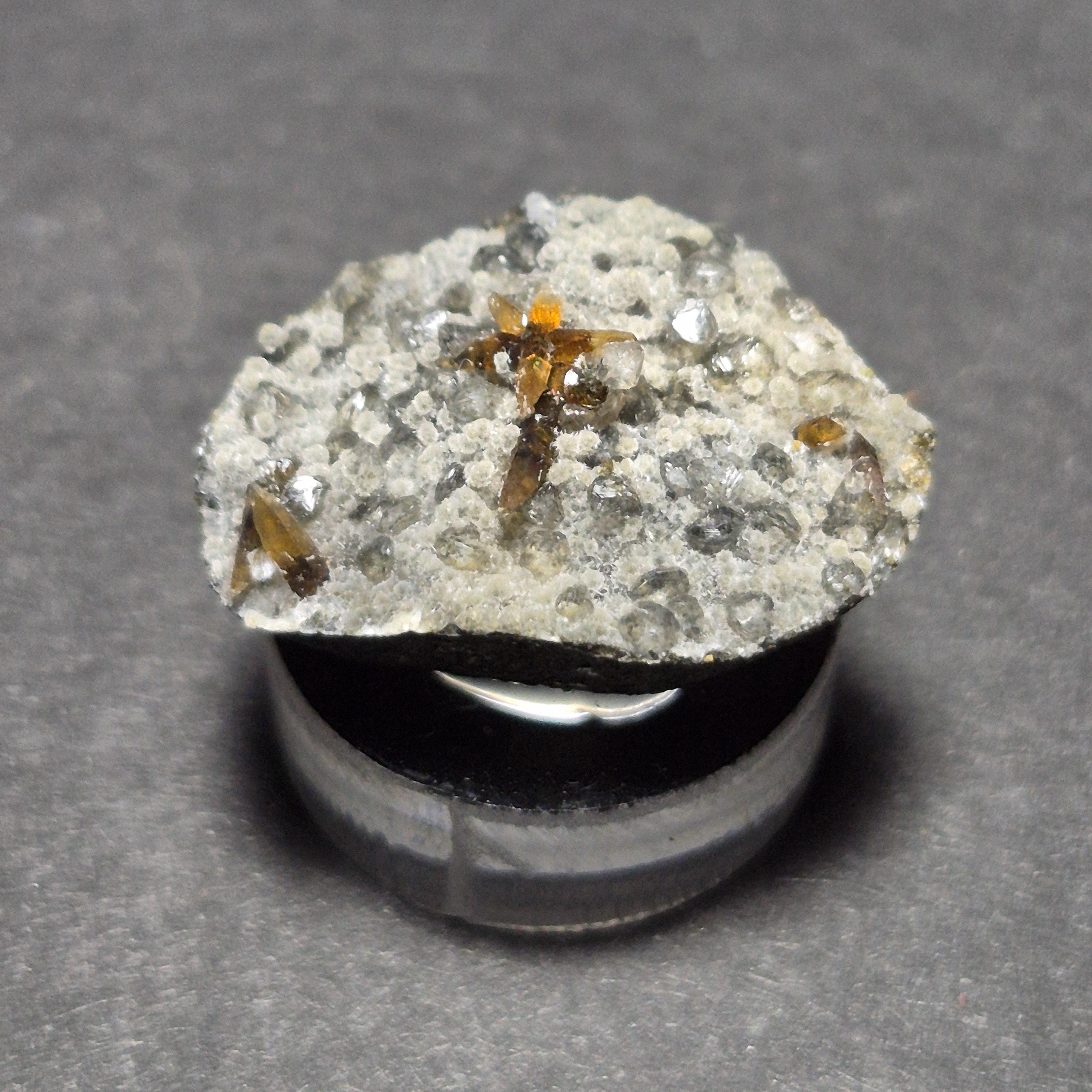 Set of 3 Natural Mineral Display – Calcite and Thomsonite on Basalt – Unique Crystal Decor for Home or Office Display