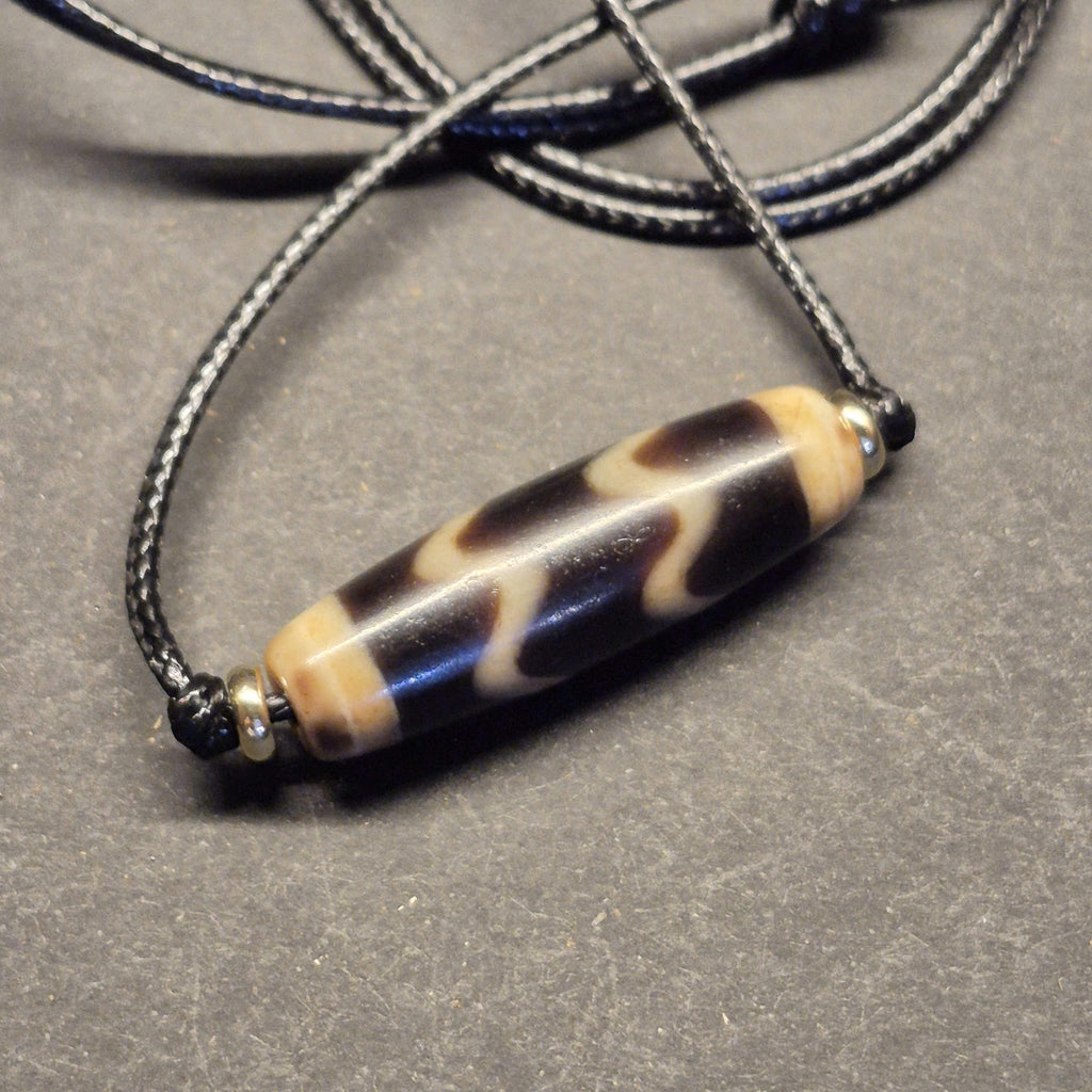 Water Wave Tibetan Dzi Bead, Flow Energy Dzi Talisman, Protection Harmony Amulet