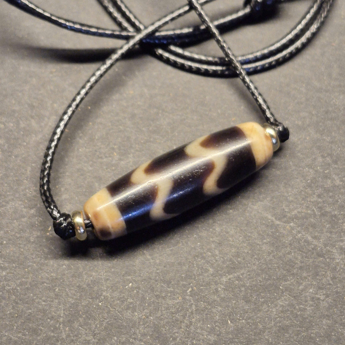 Water Wave Tibetan Dzi Bead, Flow Energy Dzi Talisman, Protection Harmony Amulet
