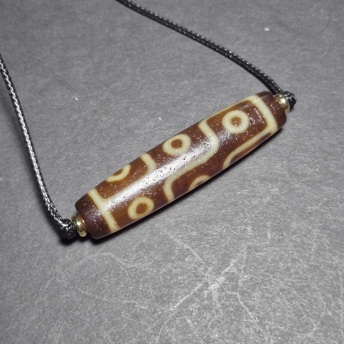 Red 9 Eye Tibetan Dzi Bead, Clear Patterns, Heavy Weathered Patina, Spiritual Amulet