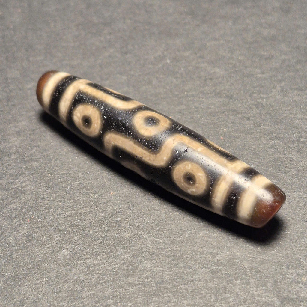 Ancient 9-Eye Tibetan Dzi Bead, Authentic Agate Amulet for Collectors