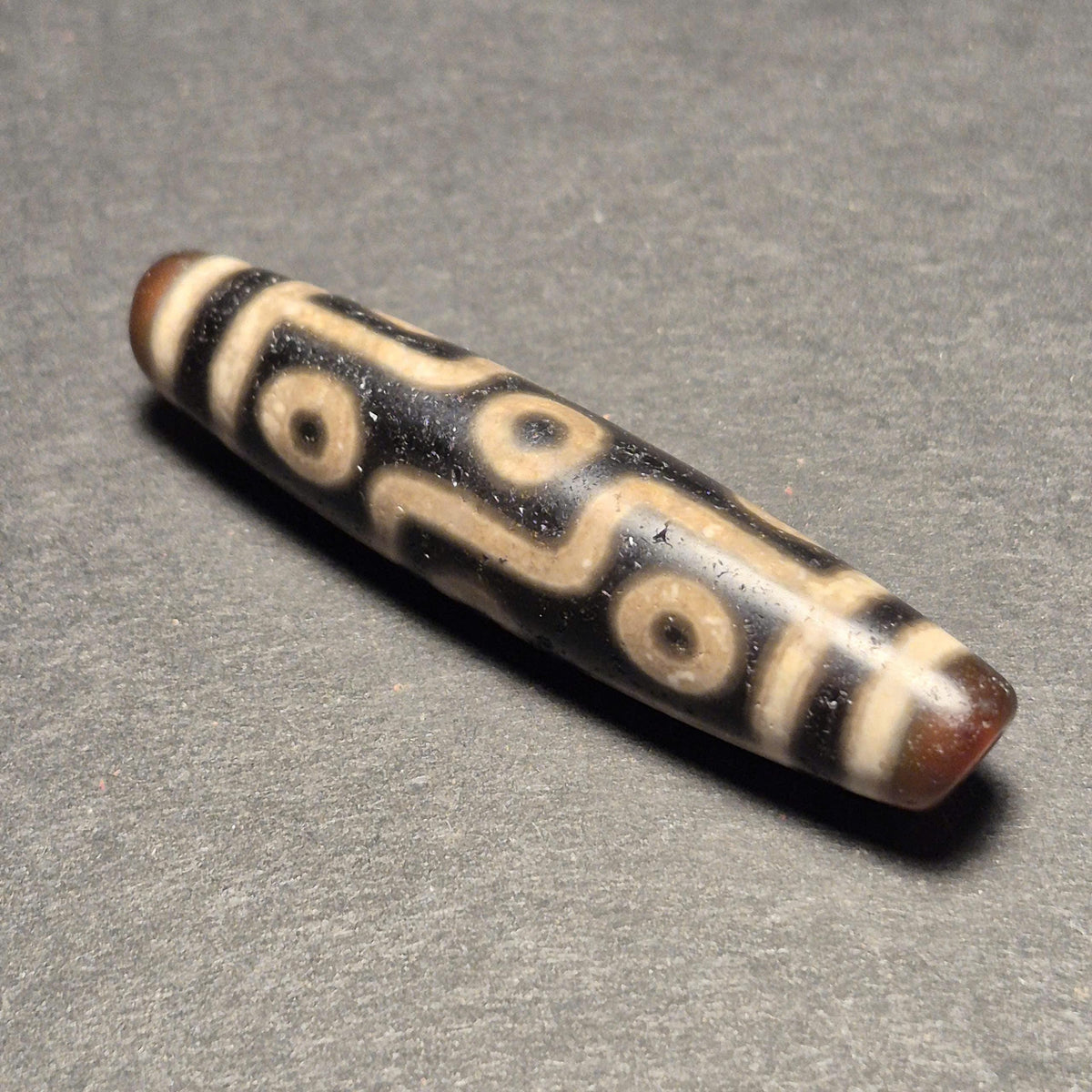 Ancient 9-Eye Tibetan Dzi Bead, Authentic Agate Amulet for Collectors