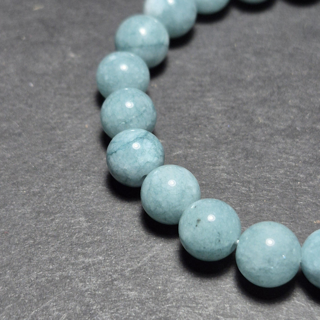 Natural Blue Jade Bracelet, Genuine Gemstone Beads Jewelry