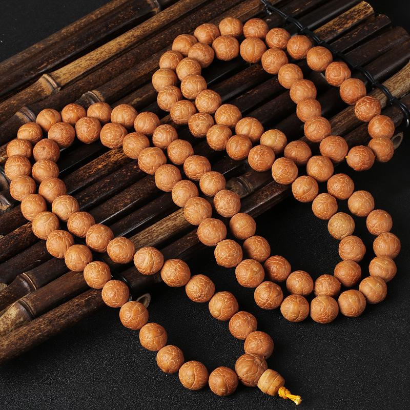 108 Bodhi Seed Mala Beads 14mm, Natural Buddha Eye Bodhi Prayer Necklace, Buddhist Meditation Mala