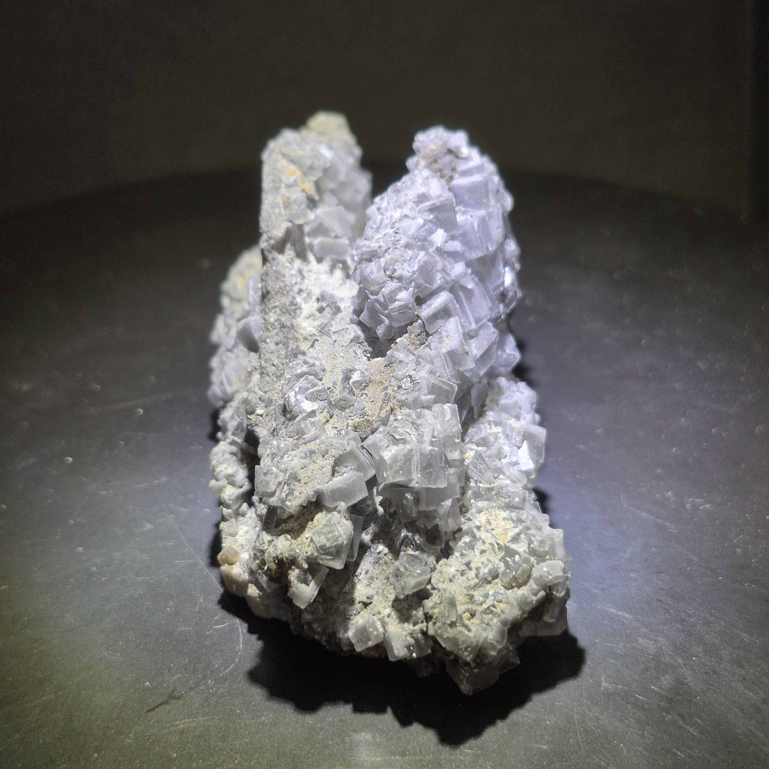 Fluorite Crystal Cluster on Matrix, Gray Cubic Crystals