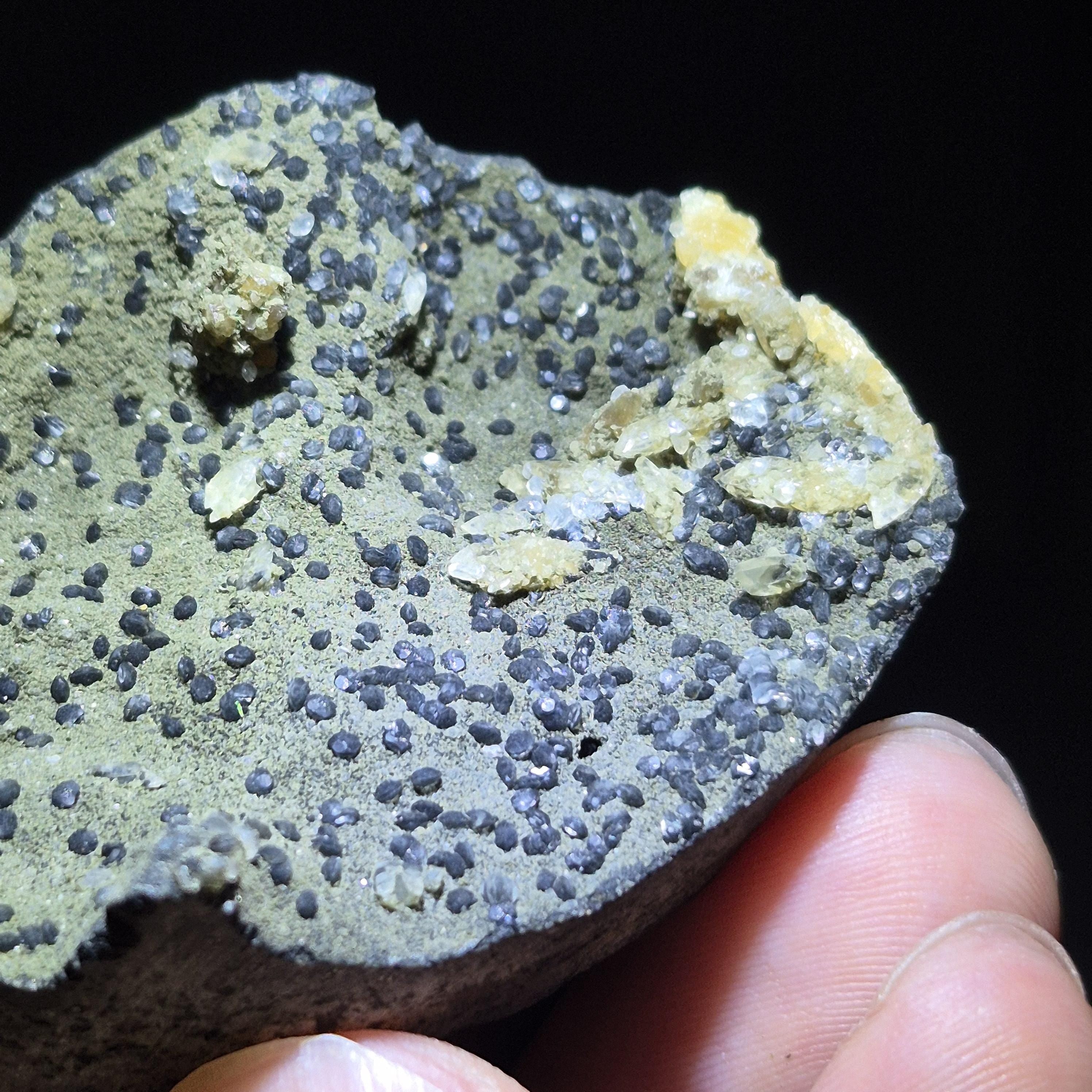 Natural Calcite Crystal on Basalt, Unique Raw Mineral Specimen