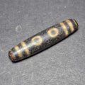Black 5 Eyes Tibetan Dzi Bead, Weathered Five Eye Dzi, Protection Wealth Amulet