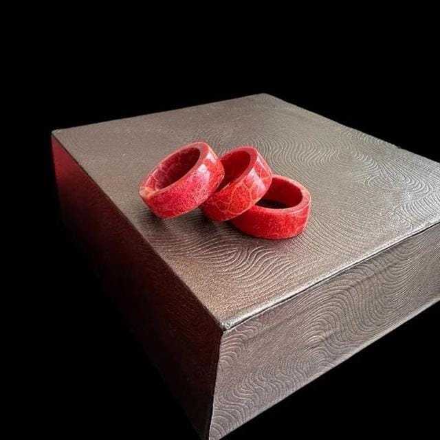 Natural Red Coral Ring, Handmade Coral Gemstone Ring, Genuine Red Coral Jewelry