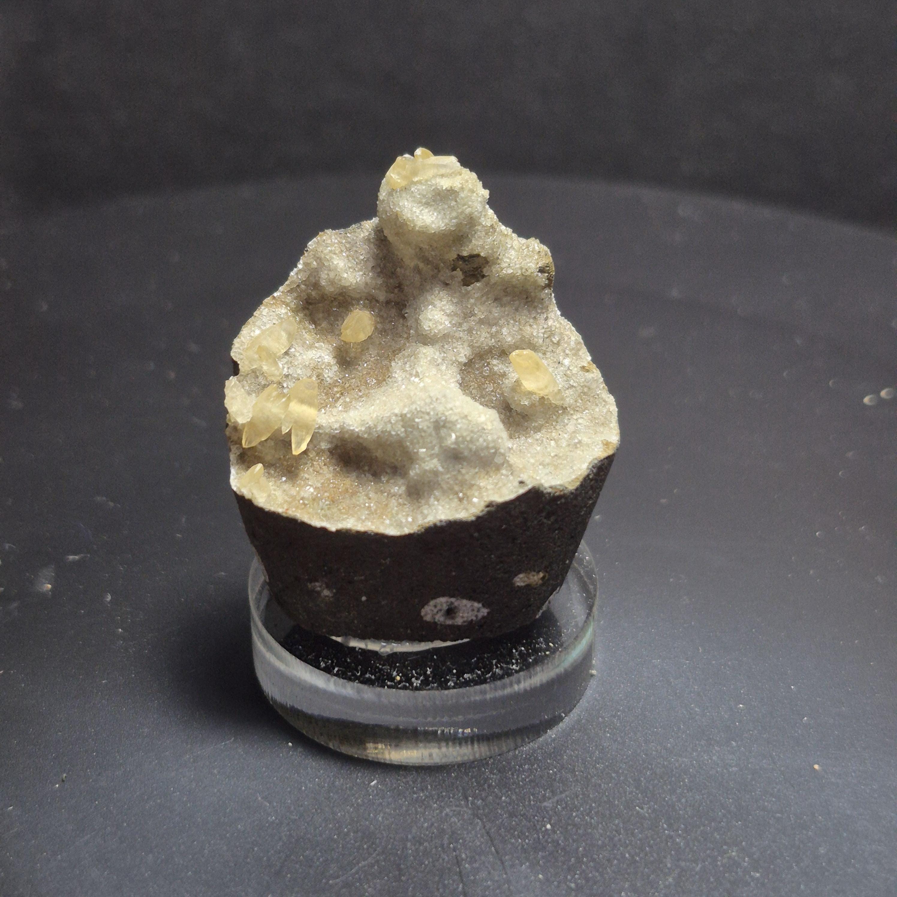 Crystal Cluster Calcite on Matrix Sparkling Druzy, Specimen Collectible Mineral Specimen for Display