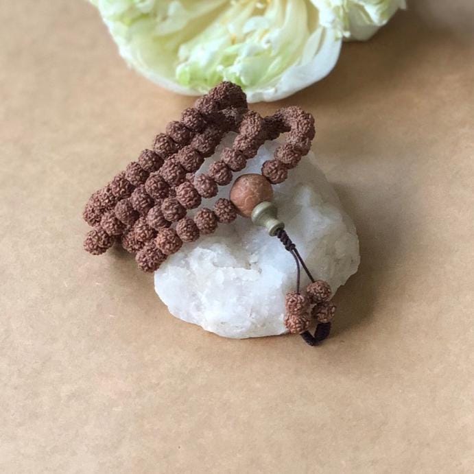 Rudraksha Mala 108 8mm Bead, Natural Rudraksha Beads, Meditation Prayer Necklace