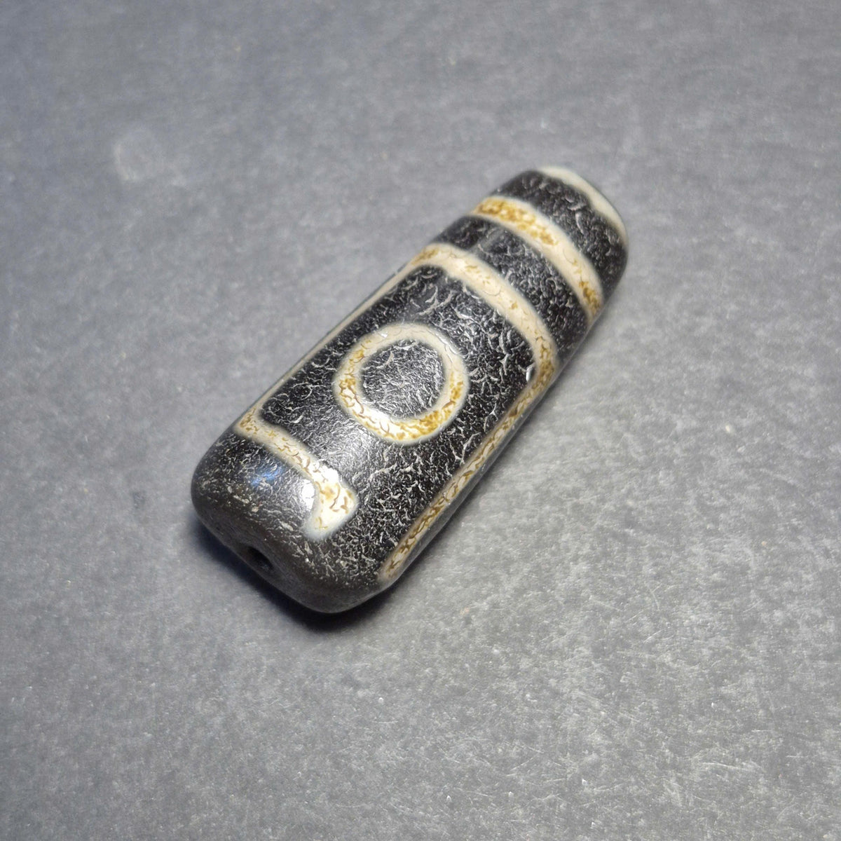 Large 3 Eyes Tibetan Dzi Bead, Fragment From Nine Eye Dzi, Ancient Style Weathered Collector Piece
