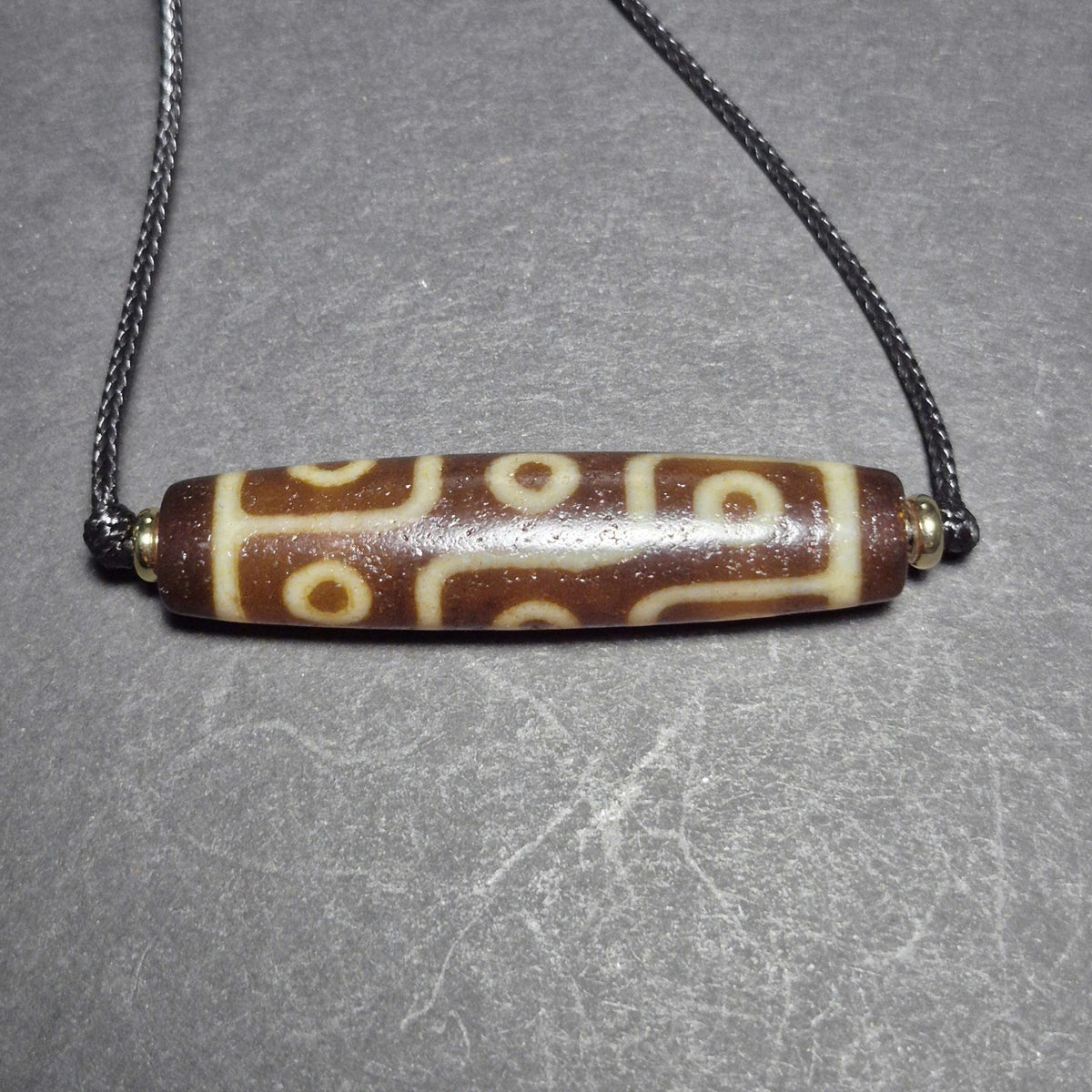 Red 9 Eye Tibetan Dzi Bead, Clear Patterns, Heavy Weathered Patina, Spiritual Amulet