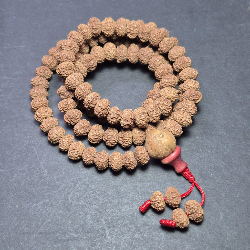 Rudraksha Prayer Rosary, Natural 108 Seed Mala, Yoga Meditation Jewelry
