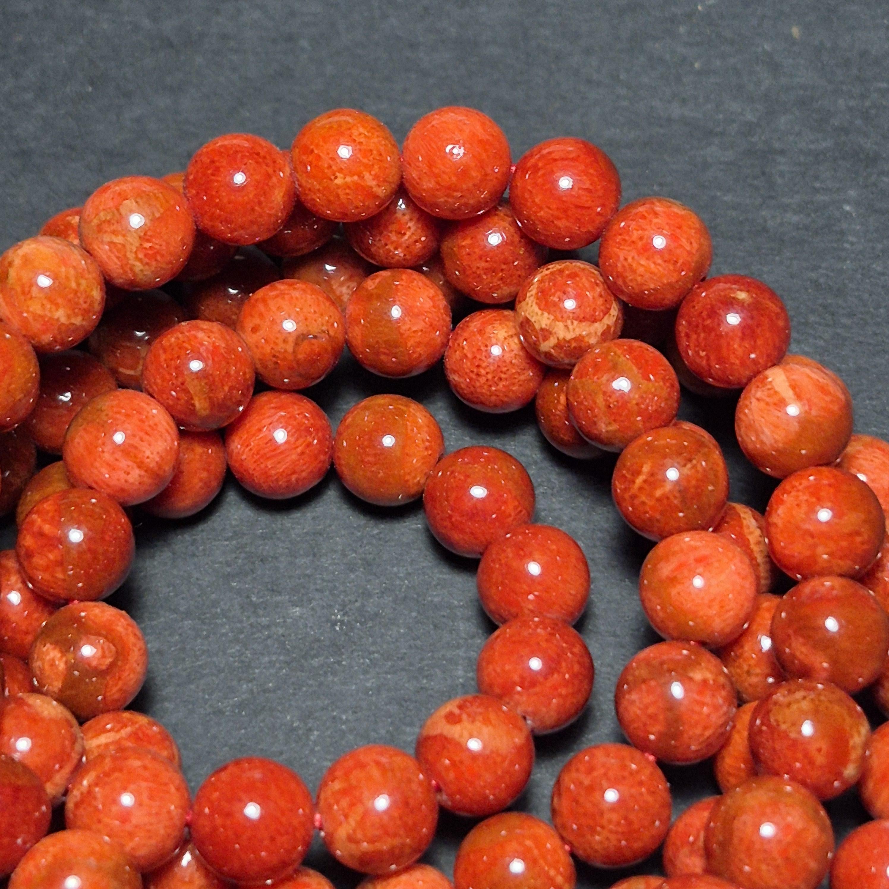 Red Coral Mala 108 Beads 8mm, Natural Coral Prayer Necklace, Buddhist Meditation Jewelry