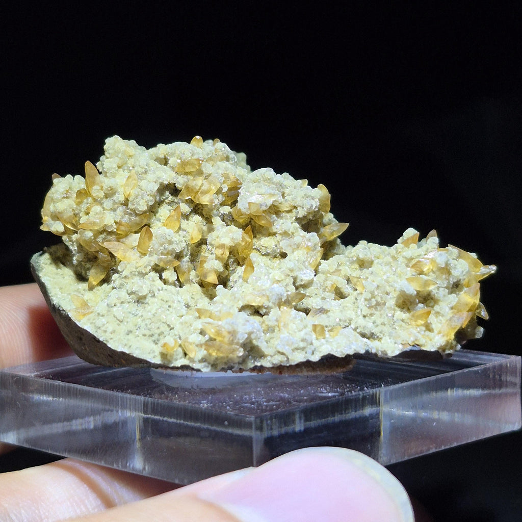 Golden Calcite Crystal Cluster on Matrix – Natural Mineral Specimen from Nature
