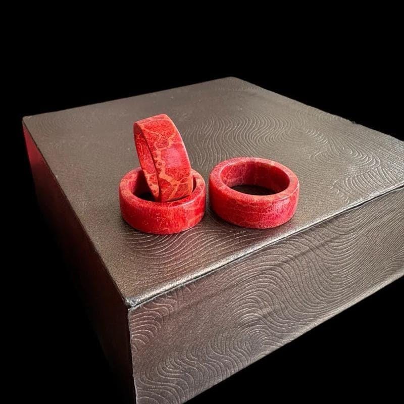 Natural Red Coral Ring, Handmade Coral Gemstone Ring, Genuine Red Coral Jewelry