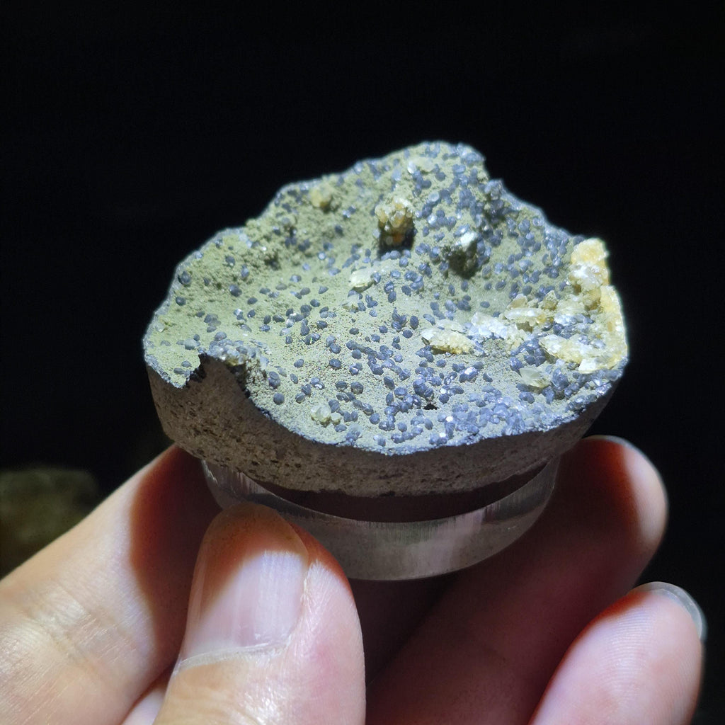 Natural Calcite Crystal on Basalt, Unique Raw Mineral Specimen