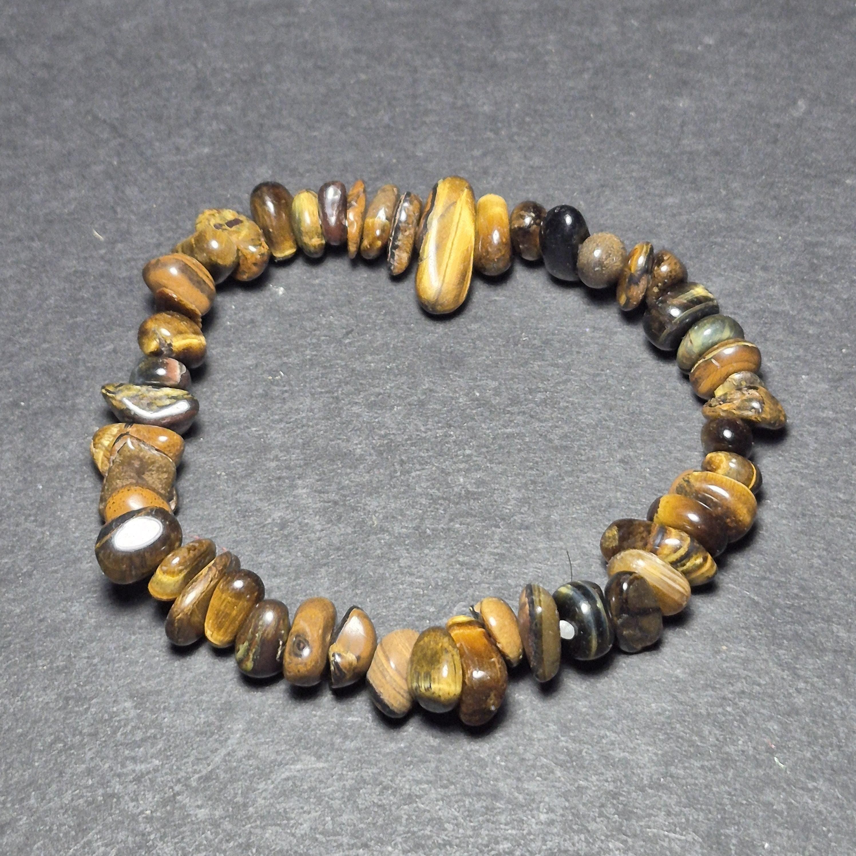 Small Tiger Eye Bead Bracelet - Lucky Feng Shui Bracelets - Handmade Stone Bracelets
