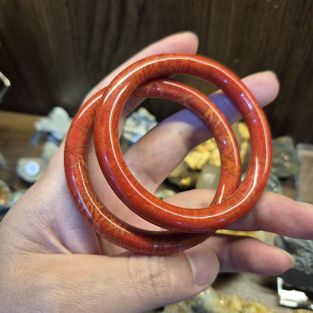 Red Coral Bangle, Custom Wrist Size, Handmade Natural Coral Jewelry