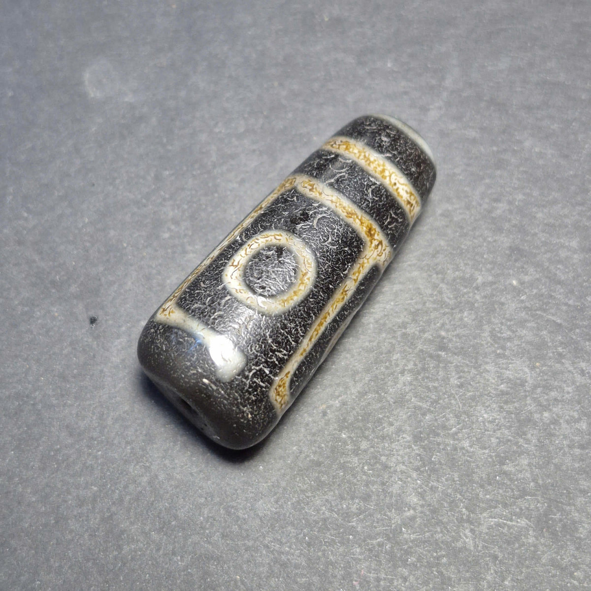 Large 3 Eyes Tibetan Dzi Bead, Fragment From Nine Eye Dzi, Ancient Style Weathered Collector Piece