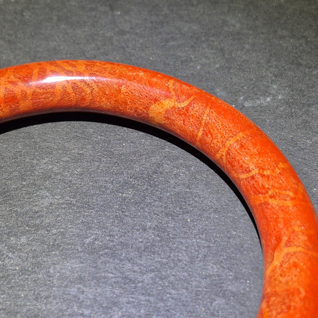 Red Coral Bangle, Custom Wrist Size, Handmade Natural Coral Jewelry