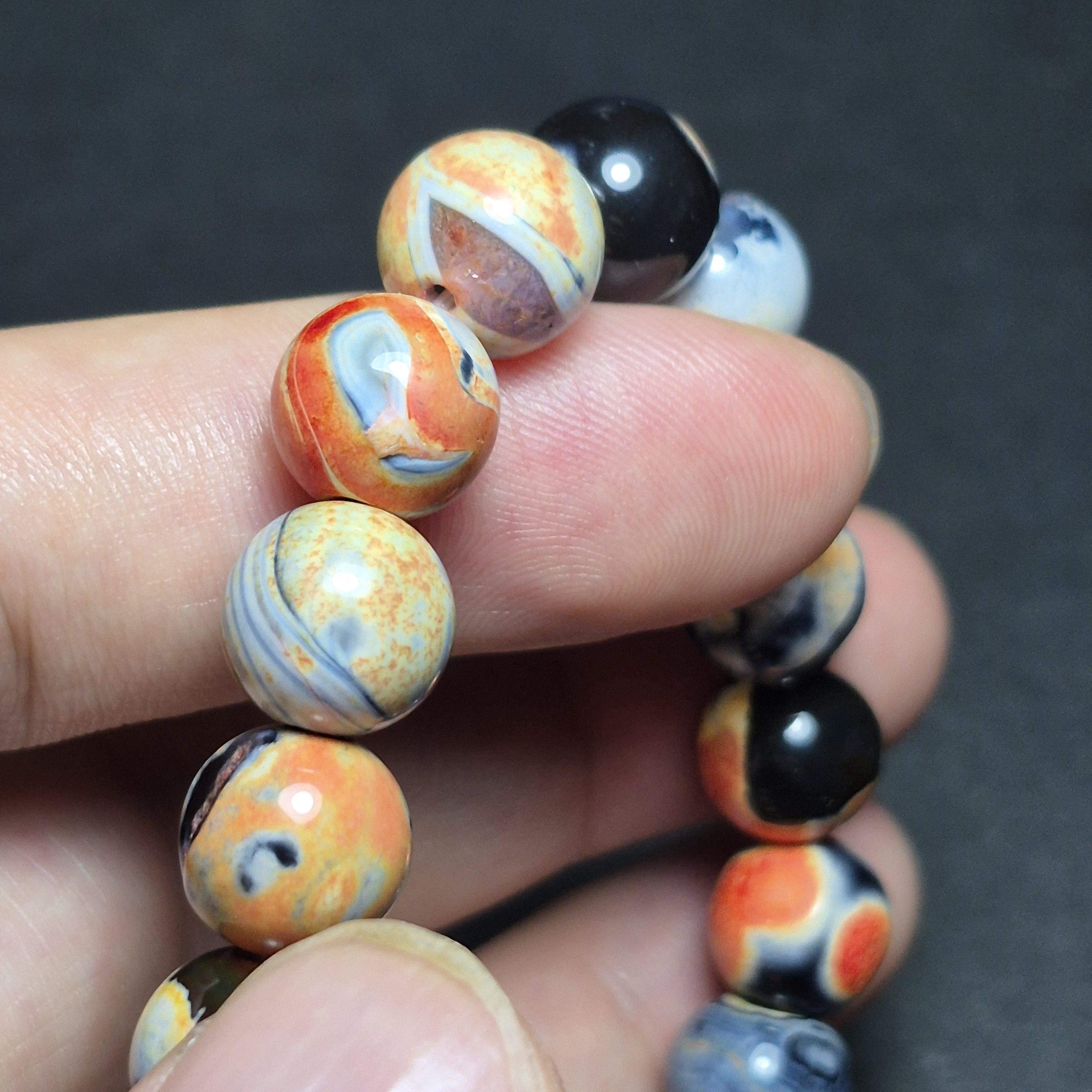 Multicolor Agate Bracelet  - Natural Agate Beads  - Boho Beaded Bracelet