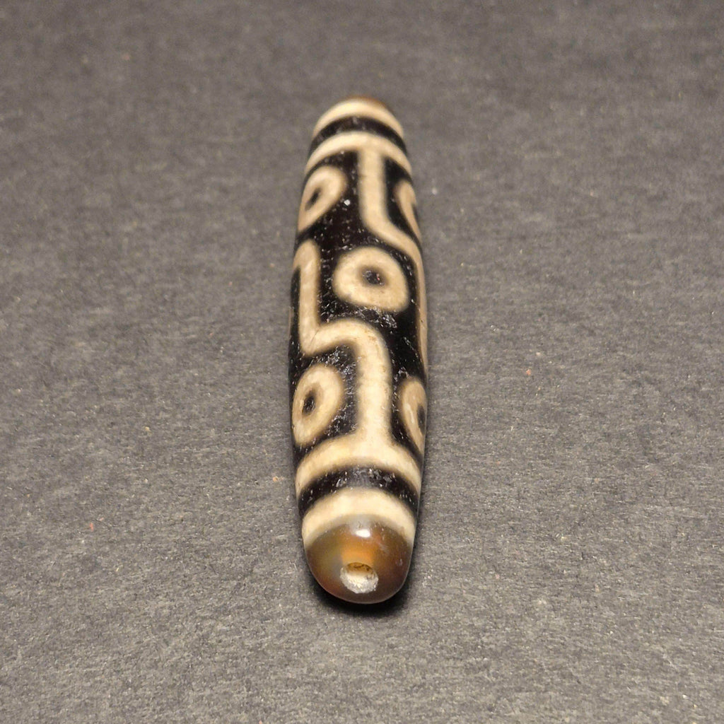 Ancient 9-Eye Tibetan Dzi Bead, Authentic Agate Amulet for Collectors