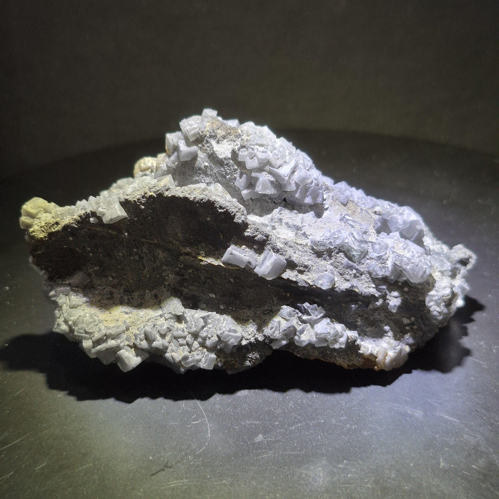 Fluorite Crystal Cluster on Matrix, Gray Cubic Crystals