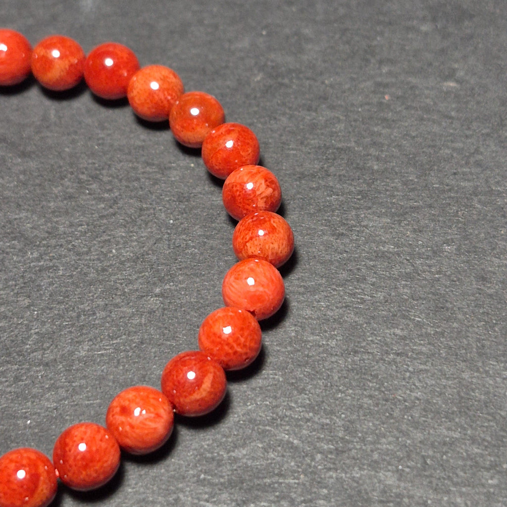 Red Coral Bracelet 6mm Bead, Natural Coral Bracelet for Women, Elegant Handmade Jewelry