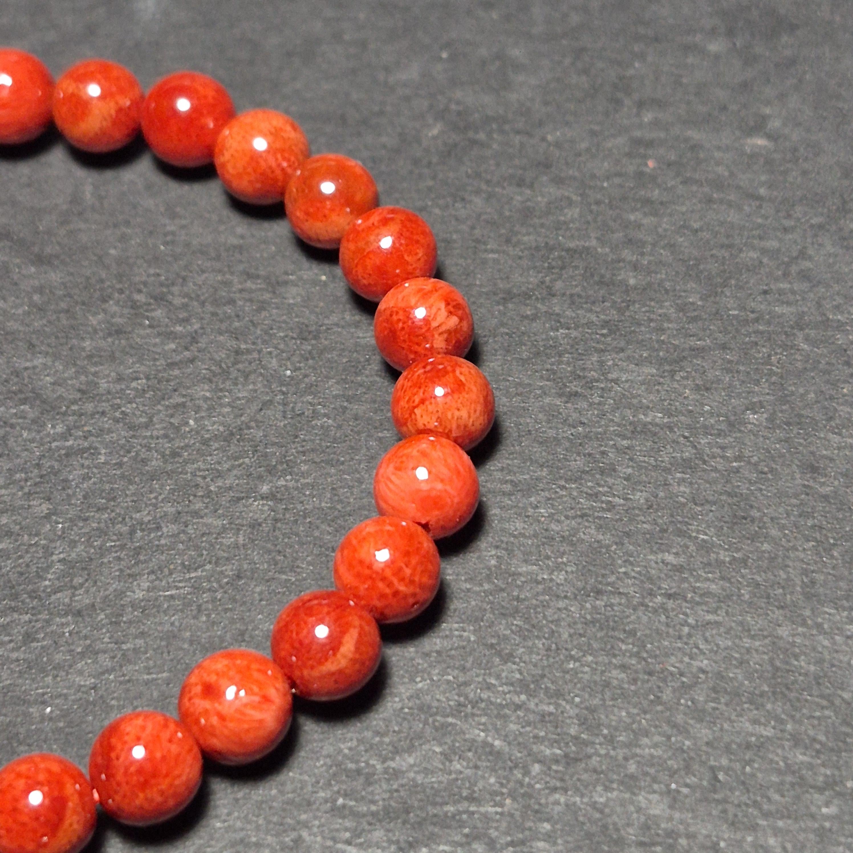 Red Coral Bracelet 6mm Bead, Natural Coral Bracelet for Women, Elegant Handmade Jewelry