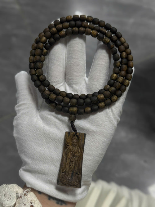 Agarwood Prayer Mala of Avalokiteshvara Bodhisattva, 6mm Kyara Agarwood Mala, High Quality 108 Bead OUD