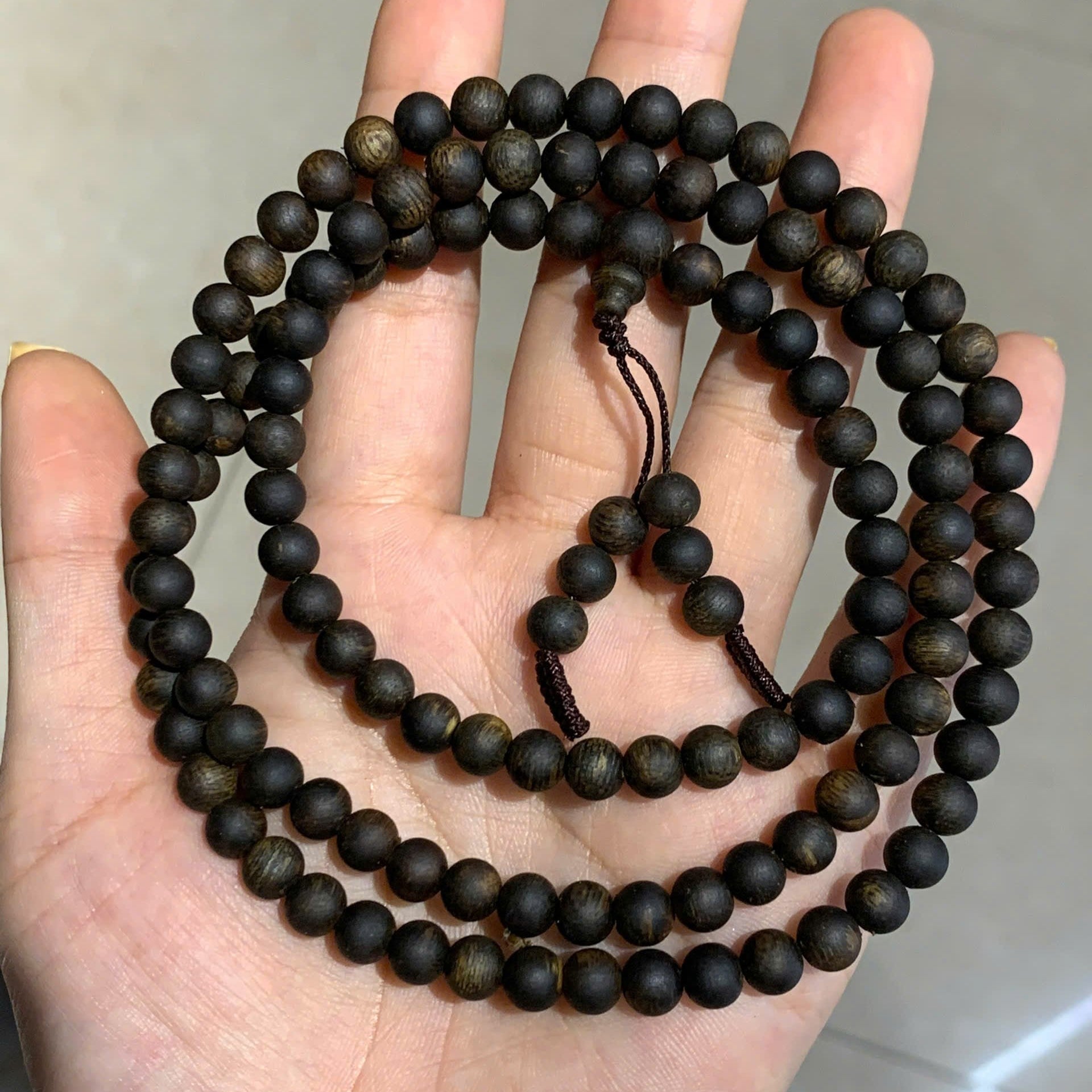 Sinking Kyara 108 6mm Bead Prayer Mala, High Oil Content, Strong And Deep Aroma