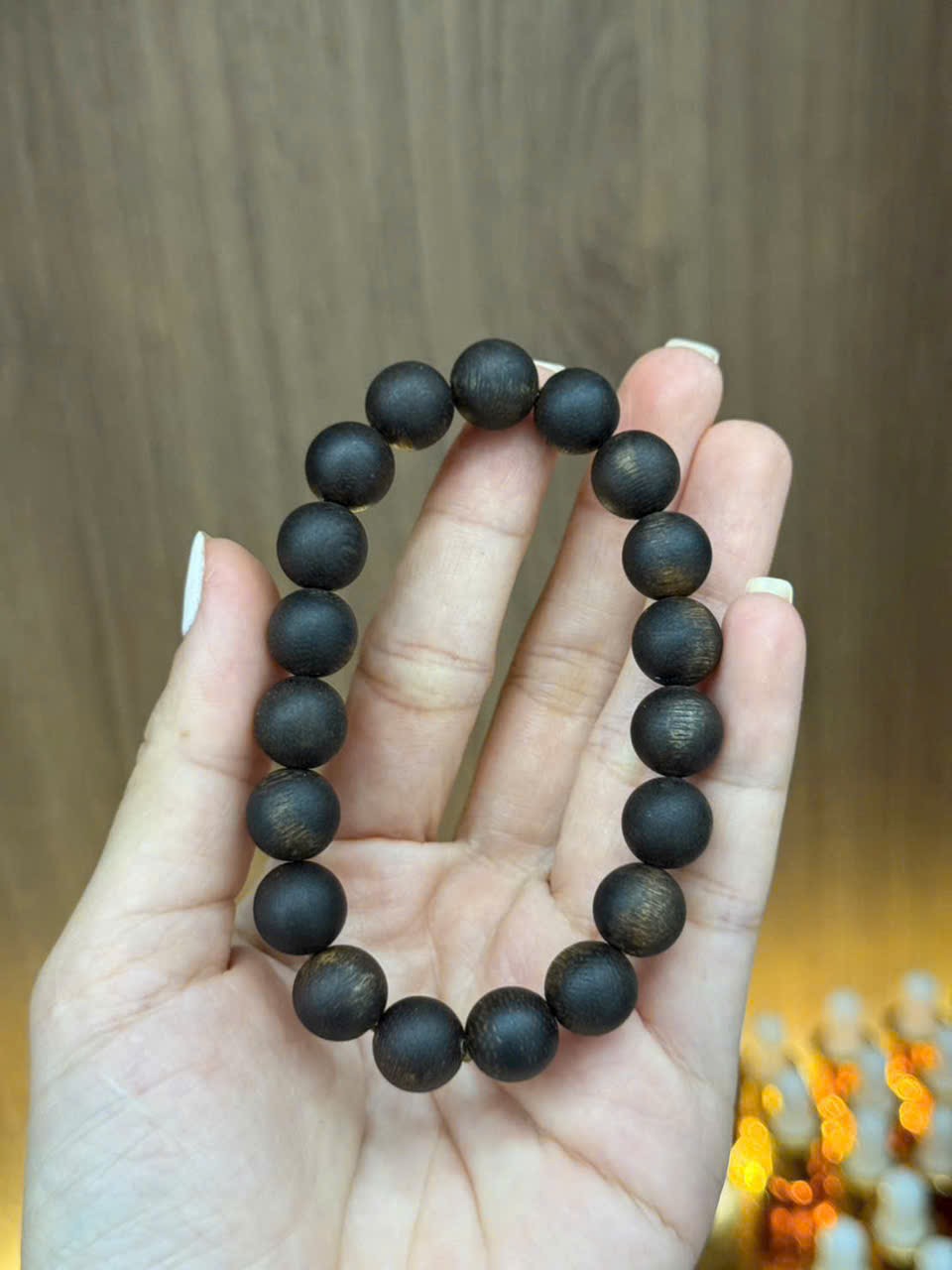 Natural Kyara Agarwood 10mm Bead Bracelet, High-Grade Sinking Oud Wood, Luxury Fragrant Buddhist Mala