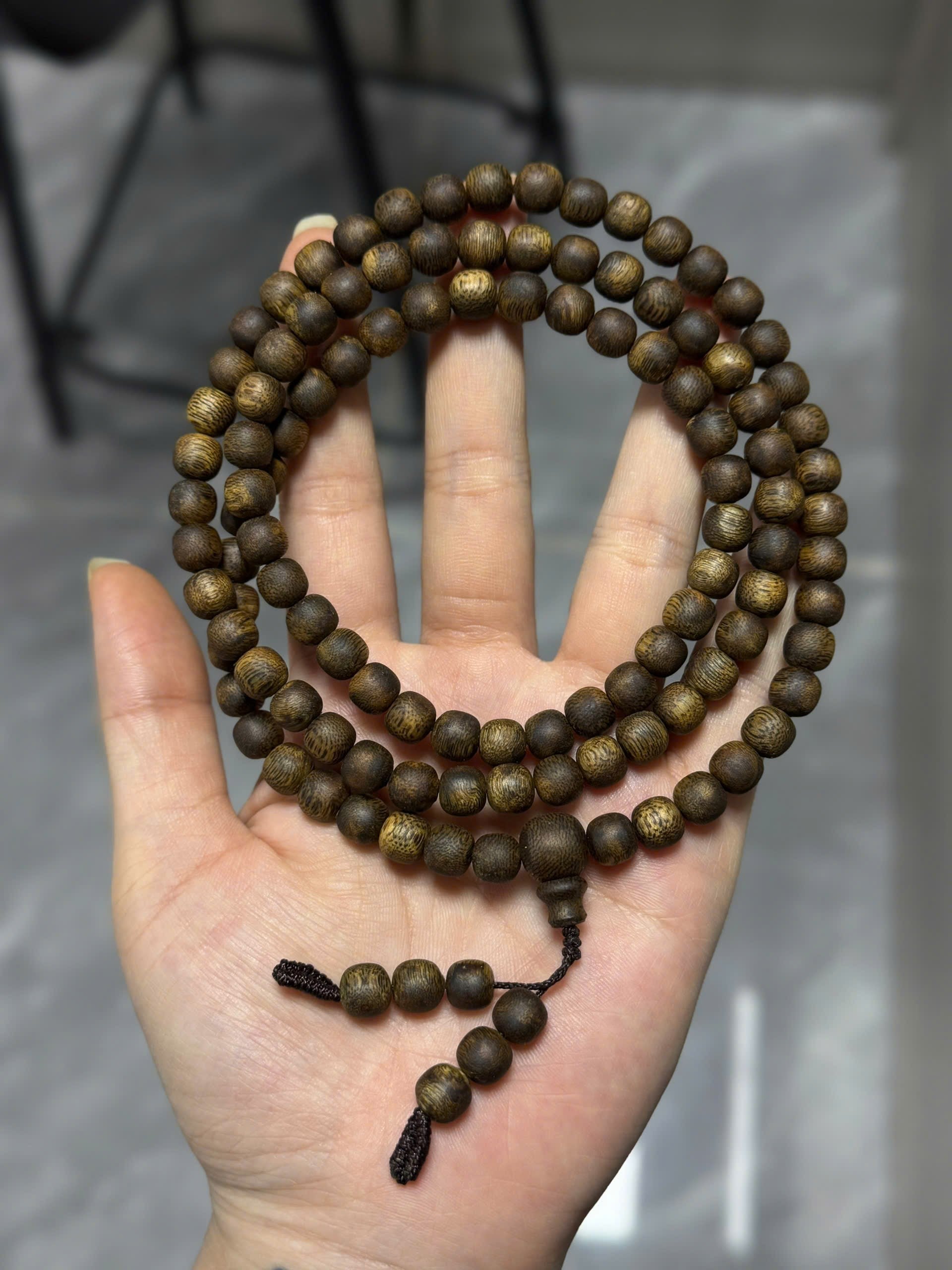 108 Bead 6mm Kyara Agarwood Mala, High Quality 108 Bead OUD Mala Prayer