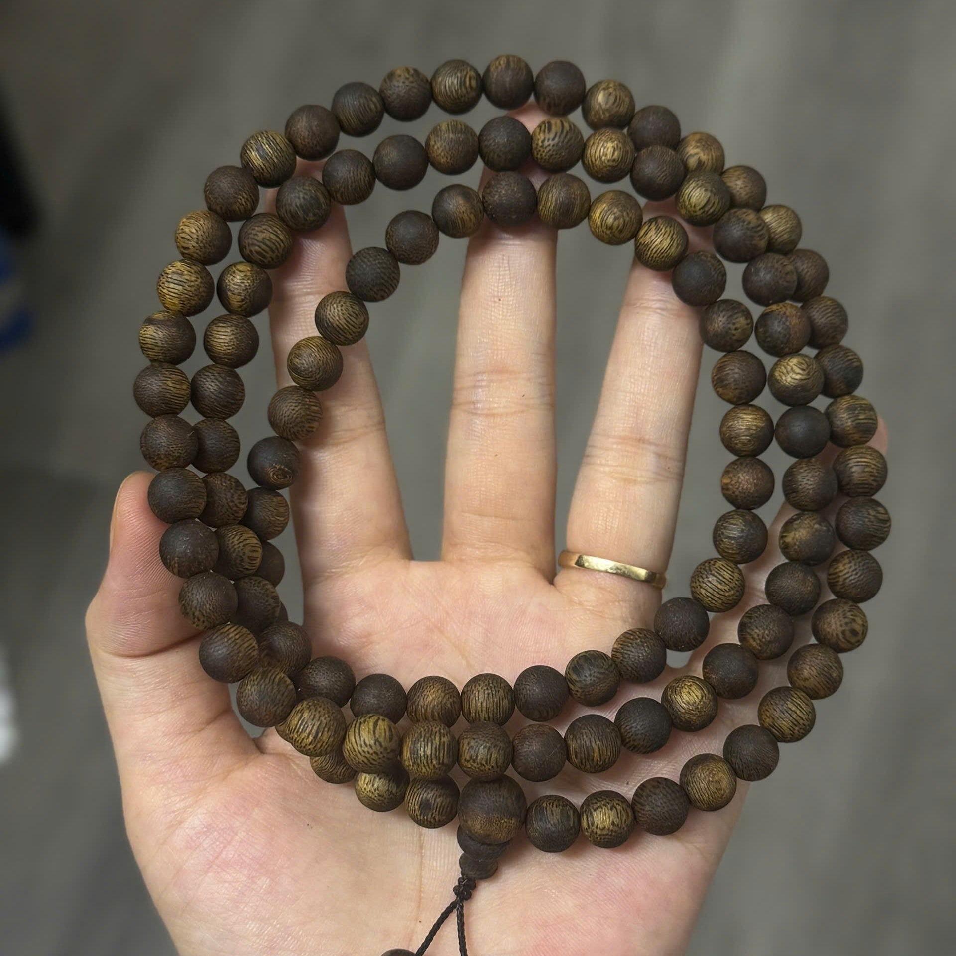 108 Beads Half 7mm Half 7.5mm Kyara Agarwood Mala For Cindy