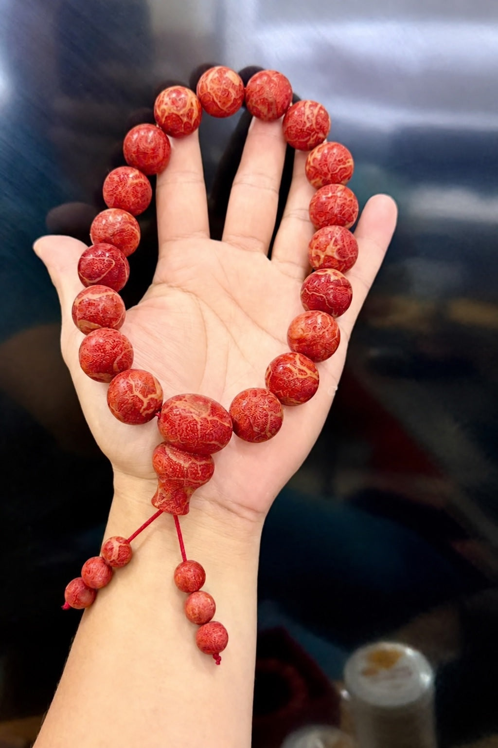 Natural Red Coral 18 Bead 20mm Prayer Mala