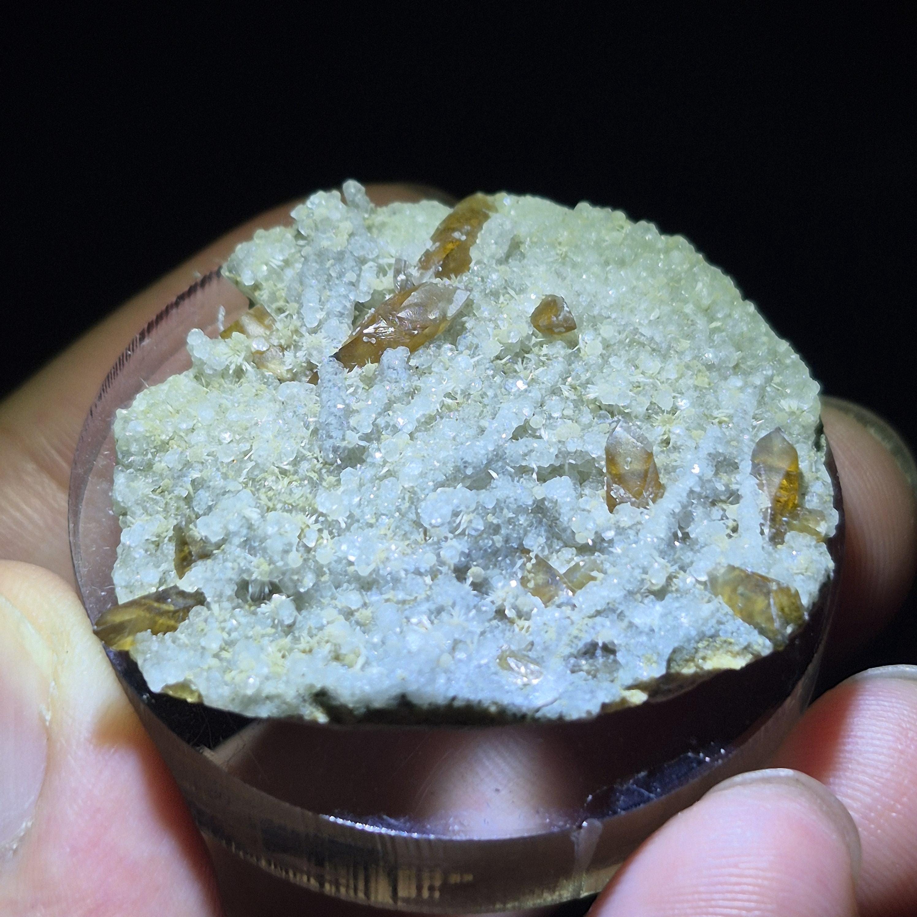 Orange Calcite Cluster, Natural Hexagonal Crystals, Raw Mineral Specimen