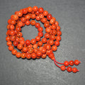 Red Coral Mala 108 Beads 8mm, Natural Coral Prayer Necklace, Buddhist Meditation Jewelry