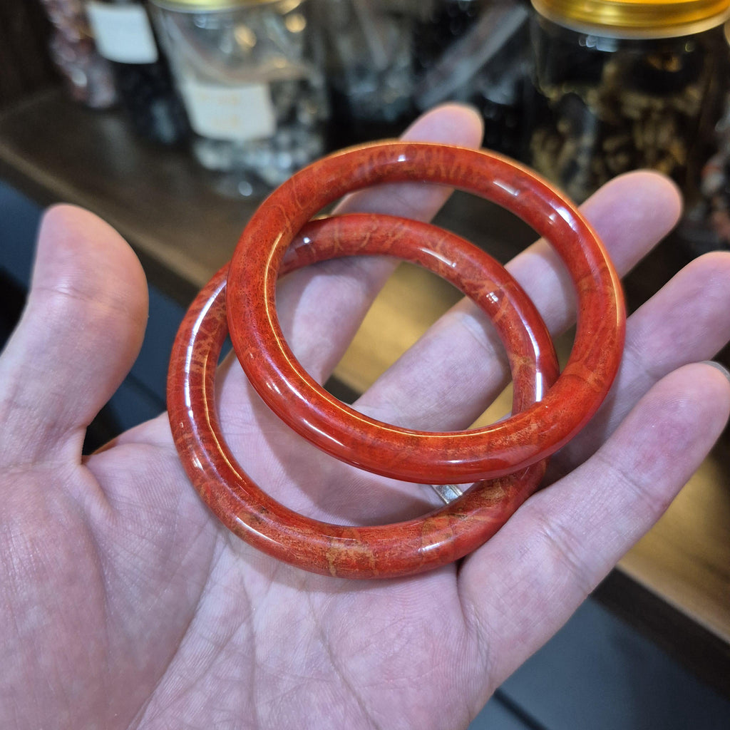 Red Coral Bangle, Custom Wrist Size, Handmade Natural Coral Jewelry