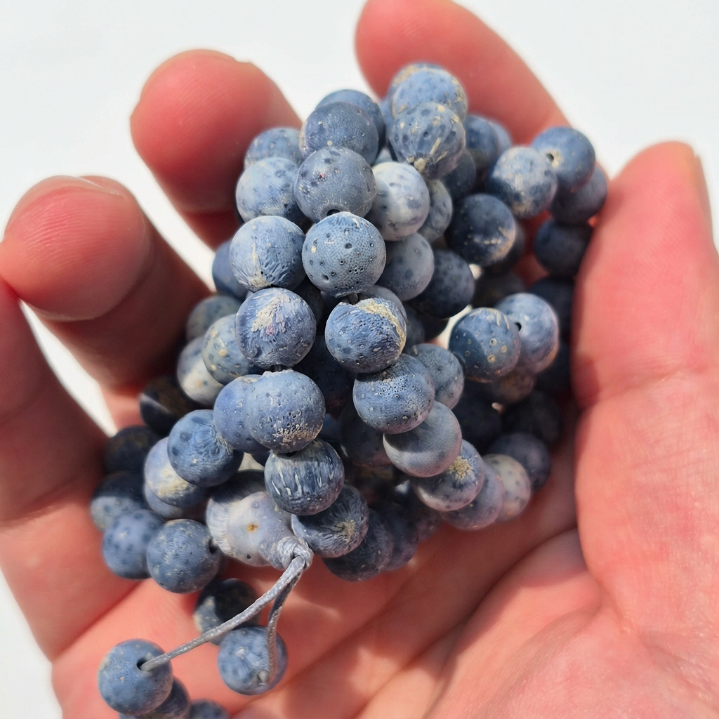 Raw Uncoated Blue Coral Mala 108 8mm Beads