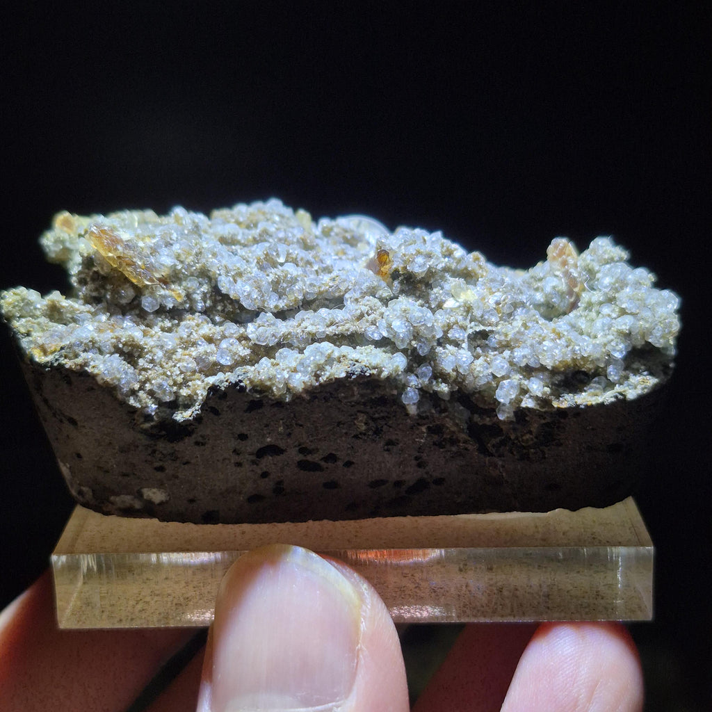 White Calcite Druzy on Matrix - Feng Shui Energy Stone - Sparkling Druzy Specimen