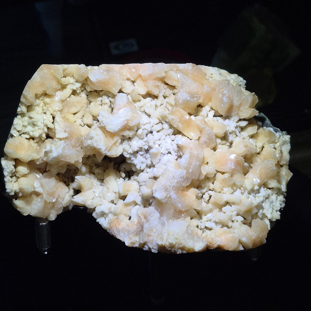 Peach Stilbite Cluster on Basalt – Raw Crystal Specimen for Collectors