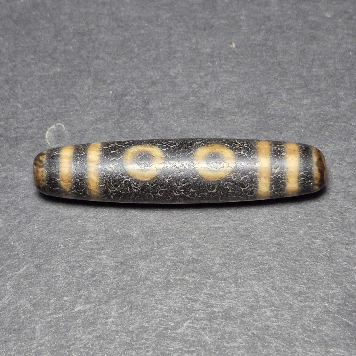 Black 5 Eyes Tibetan Dzi Bead, Weathered Five Eye Dzi, Protection Wealth Amulet