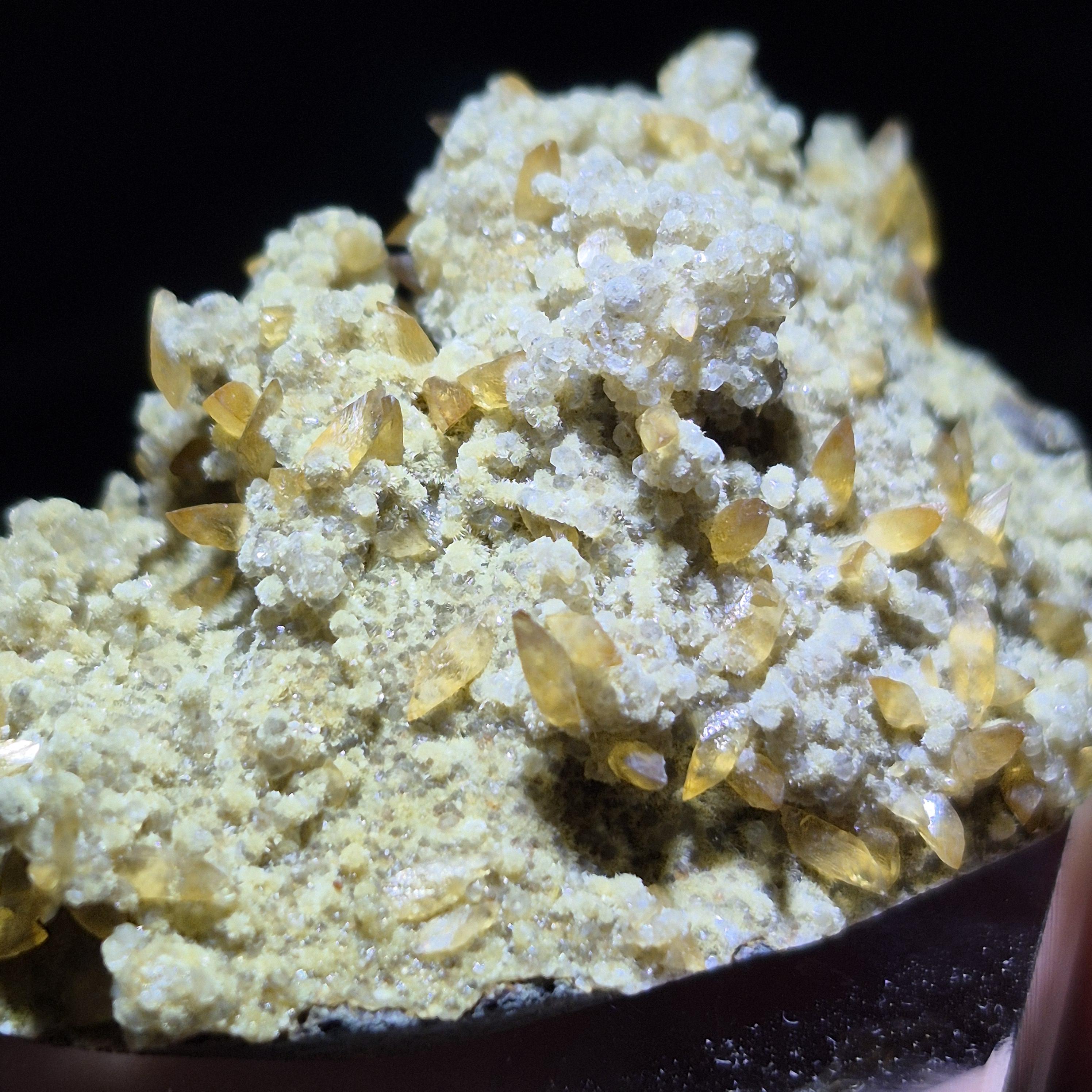 Golden Calcite Crystal Cluster on Matrix – Natural Mineral Specimen from Nature
