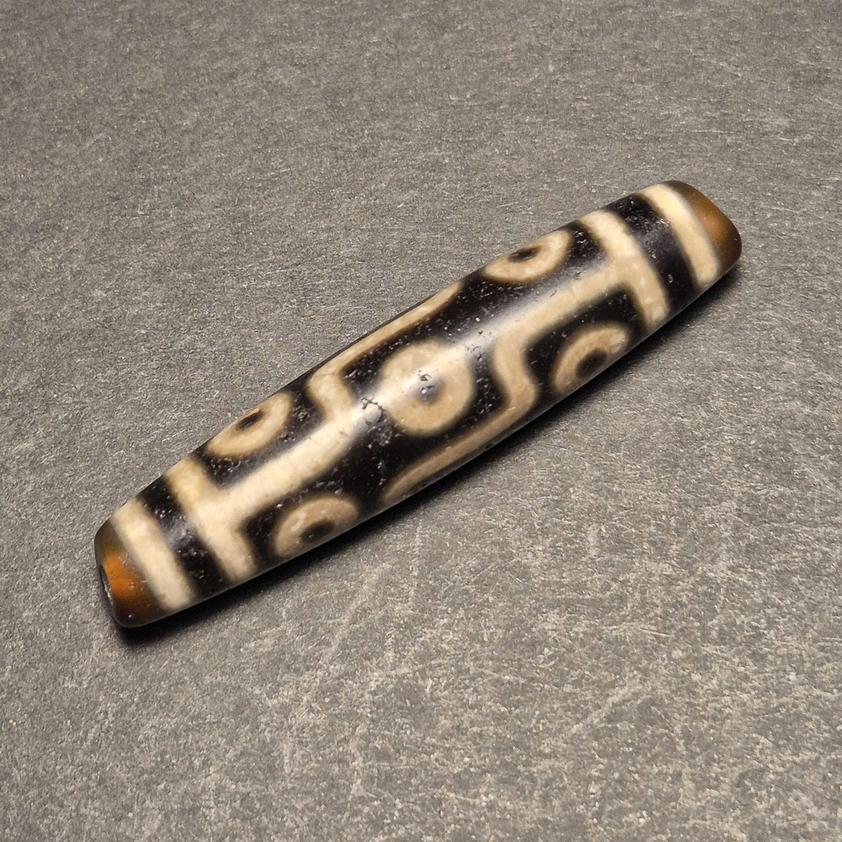 Ancient 9-Eye Tibetan Dzi Bead, Authentic Agate Amulet for Collectors