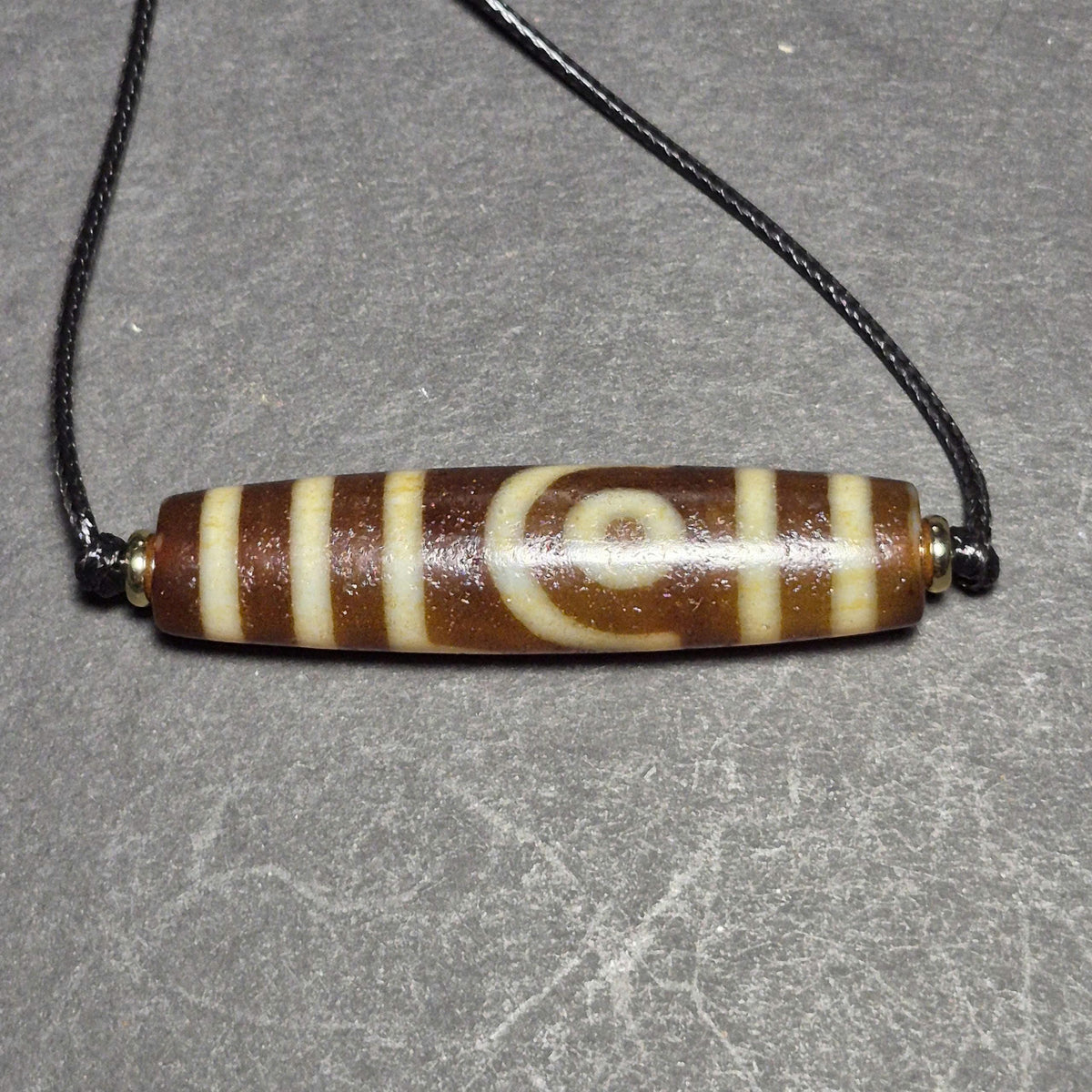 Weathered Red 2 Eye Dzi Bead with Clear Patterns, Ethnic Jewelry